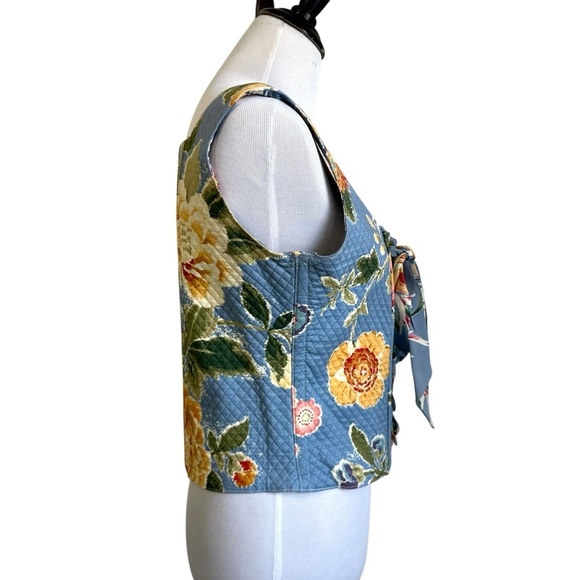 My Boyfriend's Back Womens Floral Quilted Bustier Corset Top SZ Large Blue USA - Picture 5 of 9